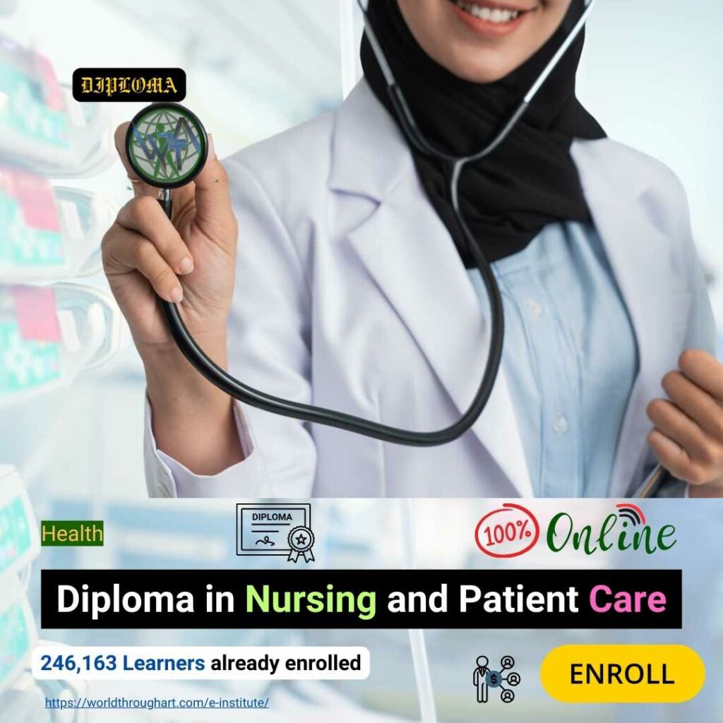Diploma in Nursing Certificate with a medical-themed background.