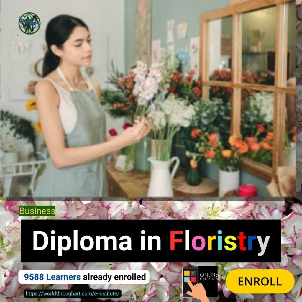 Diploma in Floristry Certificate with a colorful floral background